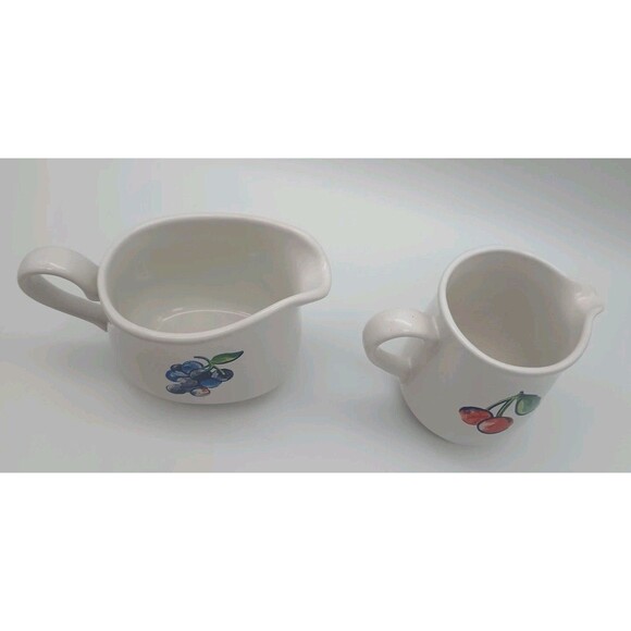 Corelle Fruit Basket Coordinates Gravy Boat Creamer Tile Trivet Cherries Grapes - Picture 4 of 5